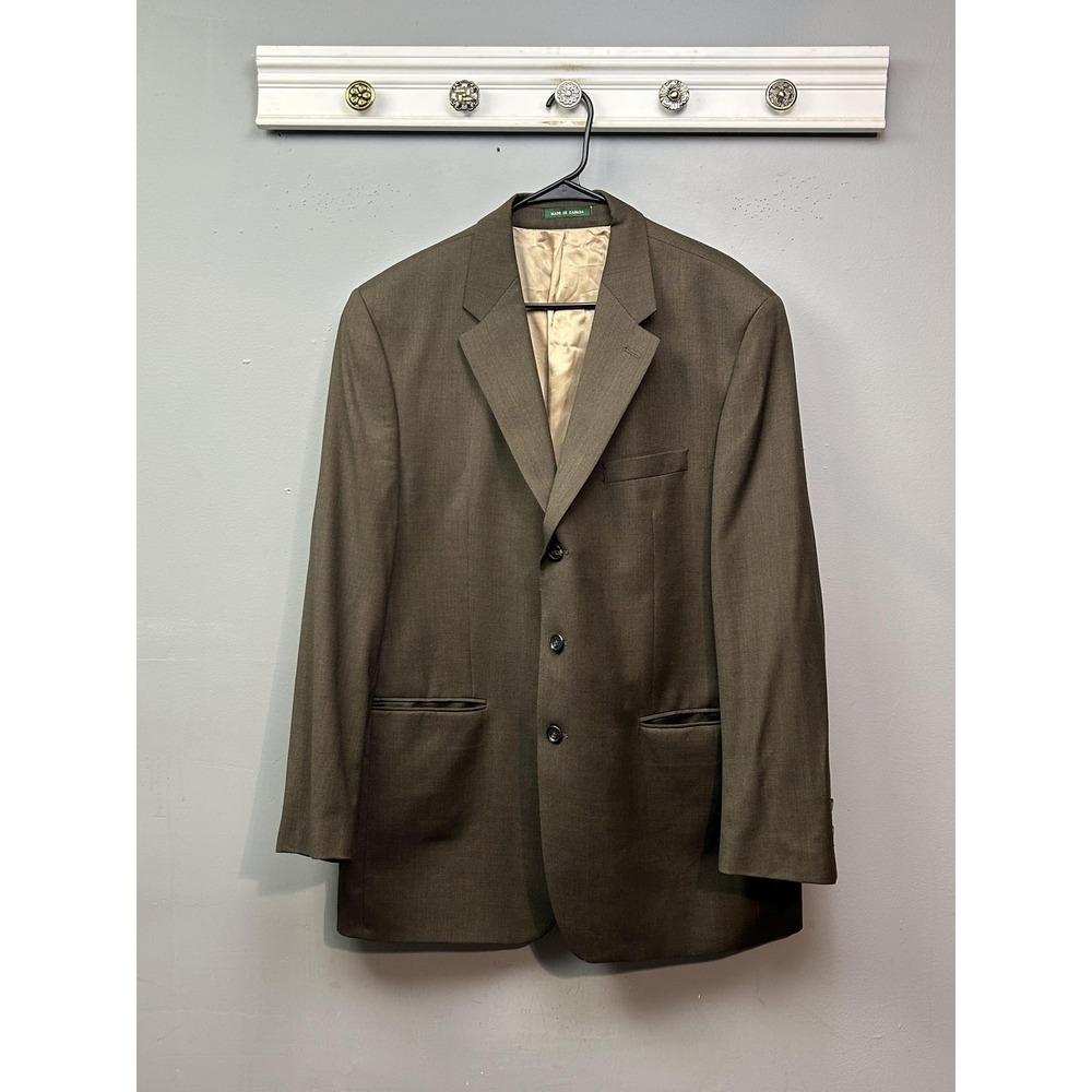 Lauren Ralph Lauren Blazer Mens 44L Brown 100% Wool Sport Coat Made Canada